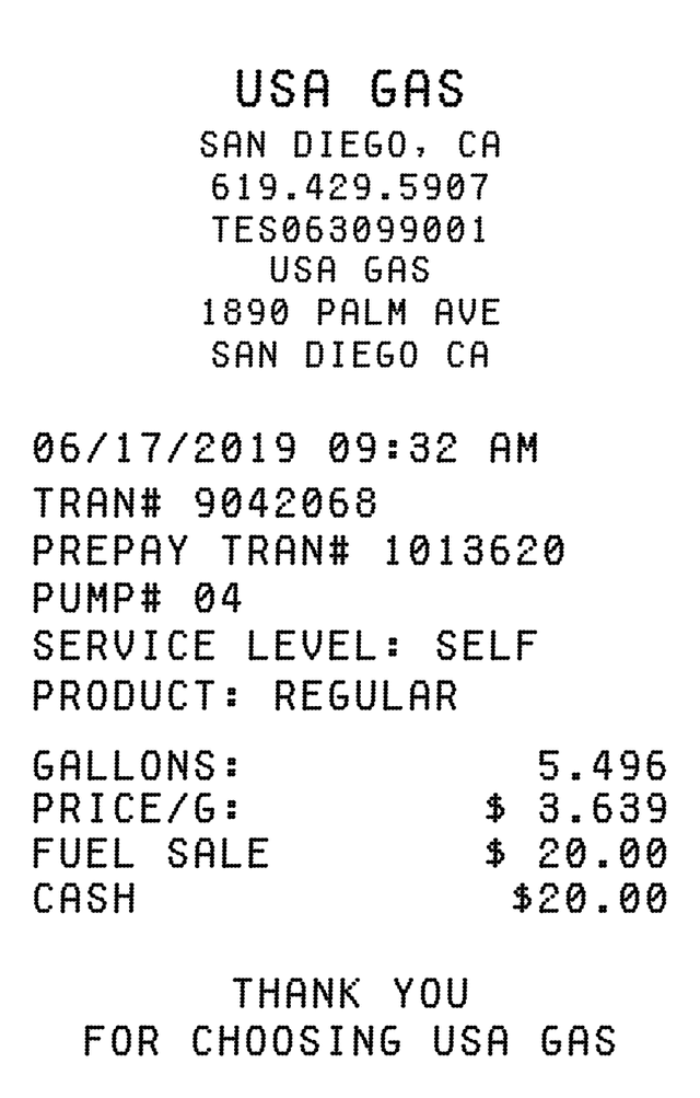 Gas Receipt